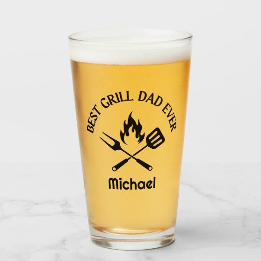 Beste grill papa, gepersonaliseerde stijlvolle BBQ Glas (Voorkant gevuld)
