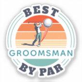 Beste Groomsman door Par Custom Retro bruiloft Sticker (Voorkant)