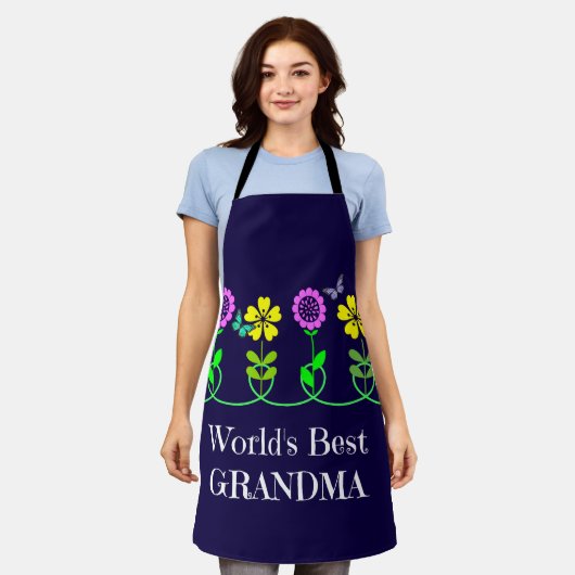 Beste grootmoeder, grafisch ontwerp met bloemen te schort (Gedragen)