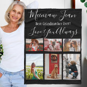 Beste grootmoeder ooit 6 foto collage wit zwart fleece deken