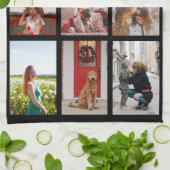 Beste grootmoeder ooit 6 fotocollage wit script theedoek (Gevouwen)