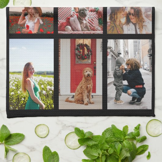 Beste grootmoeder ooit 6 fotocollage wit script theedoek (Gevouwen)