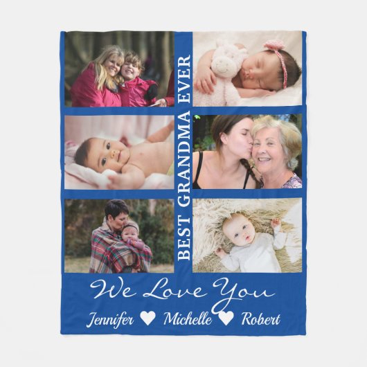 Beste grootmoeder ooit aangepaste foto's kleinkind fleece deken (Voorkant)