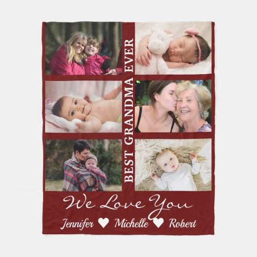 Beste grootmoeder ooit aangepaste foto's kleinkind fleece deken (Voorkant)