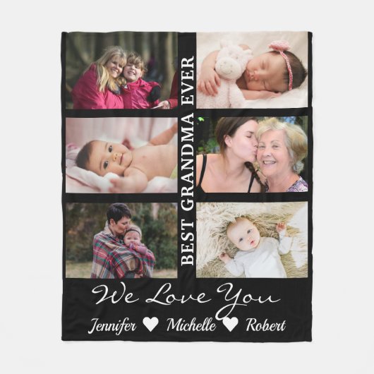 Beste grootmoeder ooit aangepaste foto's kleinkind fleece deken (Voorkant)