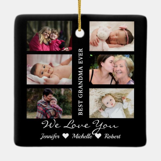 Beste grootmoeder ooit aangepaste foto's kleinkind keramisch ornament (Achterkant)