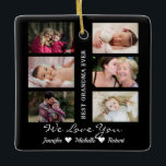 Beste grootmoeder ooit aangepaste foto's kleinkind keramisch ornament<br><div class="desc">Deze Ornament heeft een gemakkelijke collage sjabloon waar u uw 6 favoriete oma- en kleinkinderen afbeeldingen kunt uploaden. Dit zal het perfecte cadeau zijn om je liefde voor je oma te shows. Je kunt je cadeau geven voor Kerstmis en elke andere gelegenheid om je liefde uit te drukken aan je...</div>
