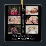 Beste grootmoeder ooit aangepaste foto's kleinkind keramisch ornament<br><div class="desc">Deze Ornament heeft een gemakkelijke collage sjabloon waar u uw 6 favoriete oma- en kleinkinderen afbeeldingen kunt uploaden. Dit zal het perfecte cadeau zijn om je liefde voor je oma te shows. Je kunt je cadeau geven voor Kerstmis en elke andere gelegenheid om je liefde uit te drukken aan je...</div>