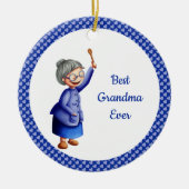 Beste grootmoeder ooit Blue Heart Kerstmis Keramisch Ornament (Voorkant)