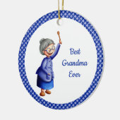 Beste grootmoeder ooit Blue Heart Kerstmis Keramisch Ornament (Links)