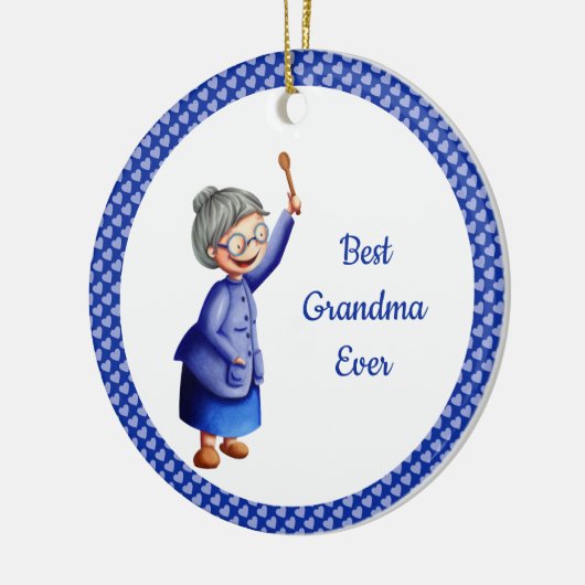 Beste grootmoeder ooit Blue Heart Kerstmis Keramisch Ornament (Links)