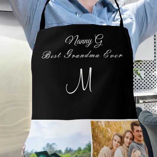 Beste grootmoeder ooit fotocollage zwart wit schort