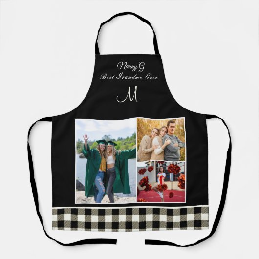 Beste grootmoeder ooit fotocollage zwart wit schort (Voorkant)