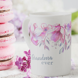 Beste grootmoeder ooit - roze Waterverf bloemen Porselein Kop