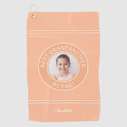 Beste Grootmoeder van Par Elegant Golfer Peach Fot Golfhanddoek (Voorkant)
