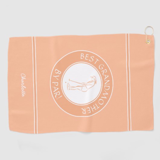 Beste Grootmoeder van Par Elegant Golfer Peach Sch Golfhanddoek (Horizontaal)