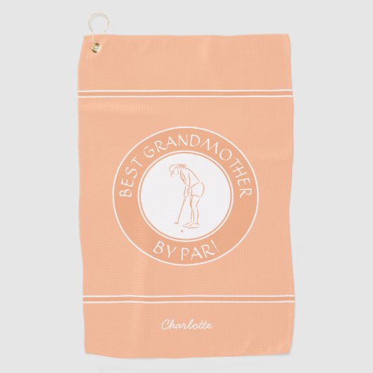 Beste Grootmoeder van Par Elegant Golfer Peach Sch Golfhanddoek (Voorkant)