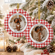 Beste Grootouders 2 Foto's Rood Gingham