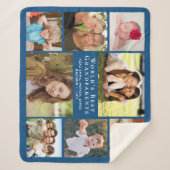 Beste grootouders 8 Foto Collage Blue Sherpa Deken (Voorkant)