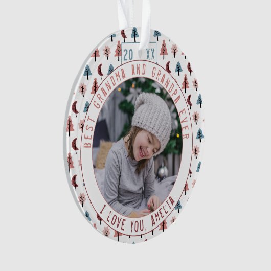 Beste grootouders Bomen Pastel Keepsake Foto Ornament (voorkant)