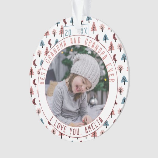 Beste grootouders Bomen Pastel Keepsake Foto Ornament (voorkant)
