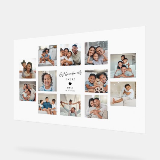 Beste Grootouders Ooit 12 Multi Foto Collage Raste Acryl Bord (Hoek)