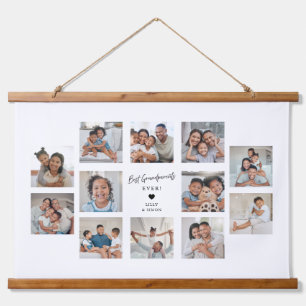 Beste Grootouders Ooit Aangepaste Collage met 12 F Hangend Wandkleed