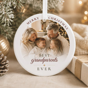 Beste Grootouders Ooit Aangepaste Foto Kerstmis  Keramisch Ornament