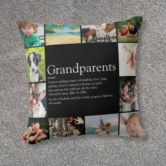 Beste grootouders ooit Definitie 12 Foto Kussen (Best Grandparents Ever Definition 12 Photo Throw Pillow)
