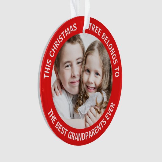 Beste grootouders ooit kerstboom Foto rood Ornament (voorkant)