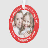 Beste grootouders ooit kerstboom Foto rood Ornament (voorkant)