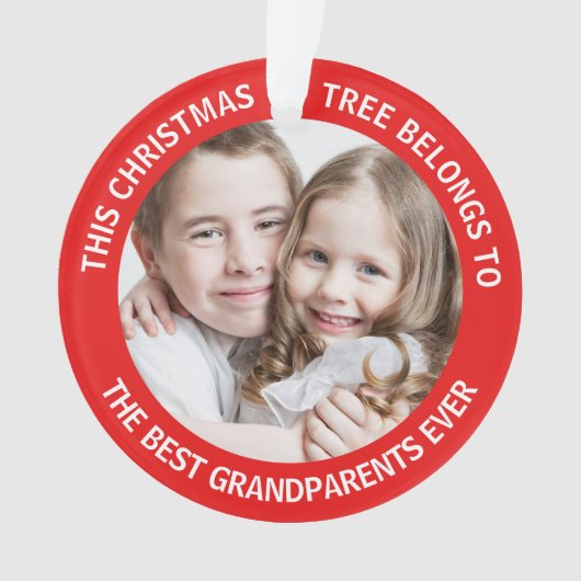 Beste grootouders ooit kerstboom Foto rood Ornament (voorkant)