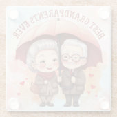 Beste grootouders ooit met een paraplu glazen onderzetter (Achterkant)