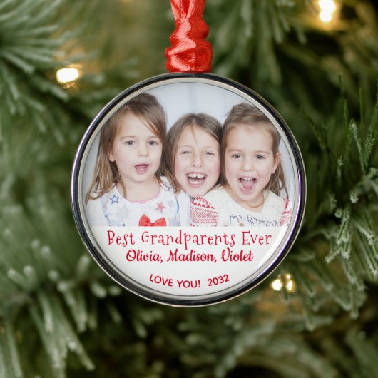 Beste grootouders ooit personaliseren kerstfoto's metalen ornament (Boom)