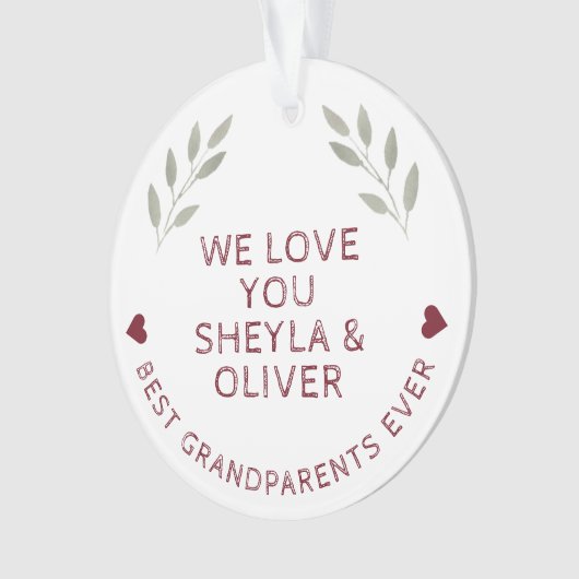 Beste grootouders ooit Waterverf Twigs Keepomwille Ornament (voorkant)