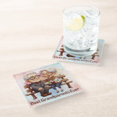 Beste grootouders ooit zittend op de bank glazen onderzetter (Schuin)