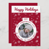 Beste grootouders Red Snowflake Ball Foto Feestdagenkaart (Voorkant / Achterkant)