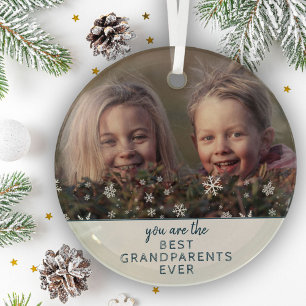 Beste Grootouders Sneeuwvlokken Aandenken Foto Glas Ornament
