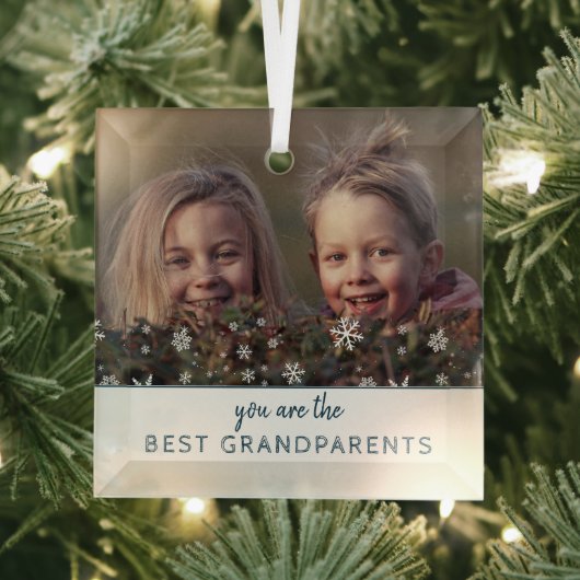 Beste Grootouders Sneeuwvlokken Modern Aandenken F Glas Ornament (Insitu)