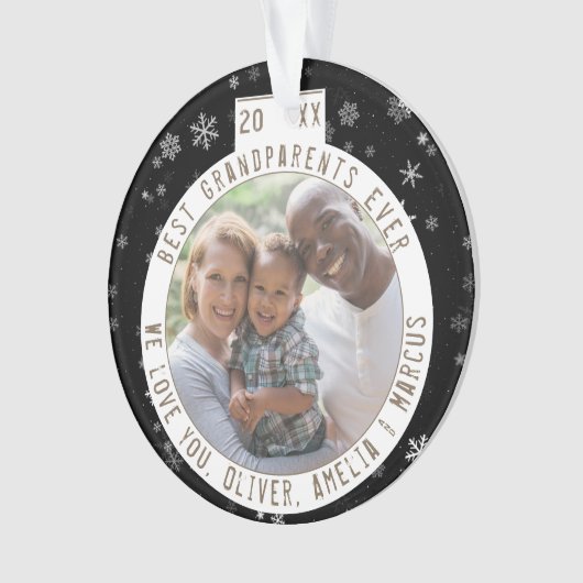 Beste grootouders Snowflake Black Keepomwille Foto Ornament (voorkant)