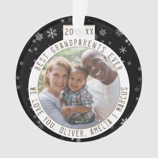 Beste grootouders Snowflake Black Keepomwille Foto Ornament (voorkant)