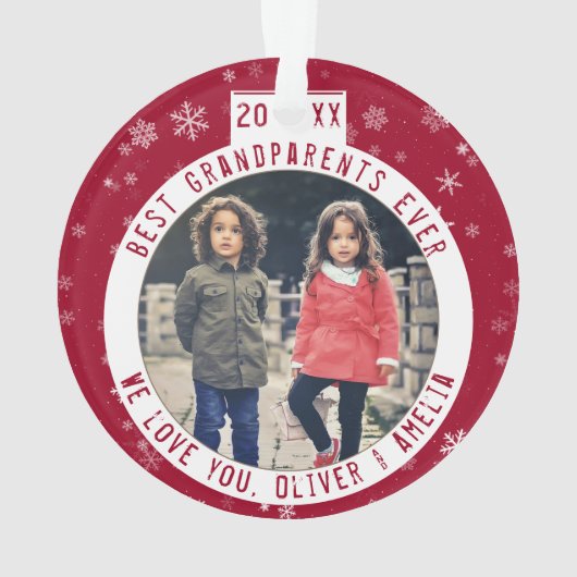 Beste grootouders Snowflake Red Keepomwille Foto Ornament (achterkant)