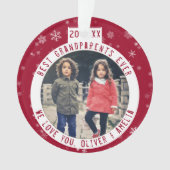 Beste grootouders Snowflake Red Keepomwille Foto Ornament (voorkant)