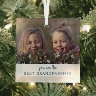 Beste grootouders Snowflakes Modern Keepslag Foto Glas Ornament