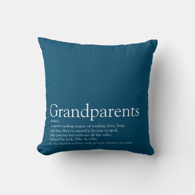 Beste Grootouders Ter Wereld Definitie Blauw Kussen (Voorkant)