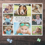 Beste grootouders van de wereld 8 Foto Collage Legpuzzel<br><div class="desc">Een leuk cadeau voor 's werelds beste grootouders,  deze puzzel heeft een 8-fotocollage van hun kleinkinderen,  familie,  huisdieren,  herinneringen,  enz. en 's Werelds beste grootouders' in elegante typografie.</div>