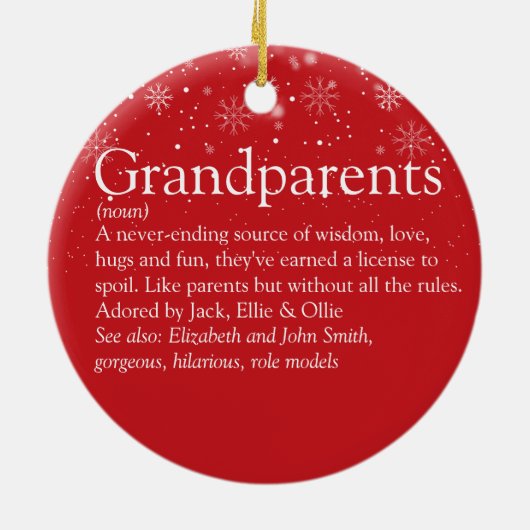 Beste Grootouders van de Wereld Definitie Kerstmis Keramisch Ornament (Achterkant)