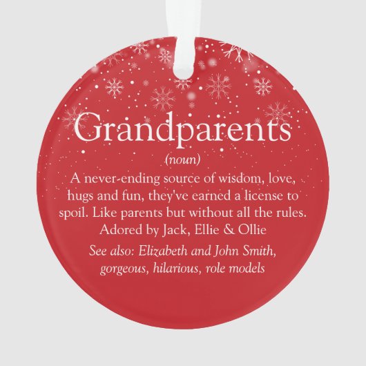 Beste Grootouders van de Wereld Definitie Kerstmis Ornament (achterkant)