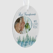 Beste Grootouders Winterbos Waterverf Foto Ornament (voorkant)