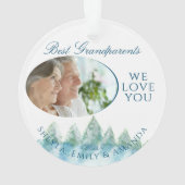 Beste Grootouders Winterbos Waterverf Foto Ornament (achterkant)